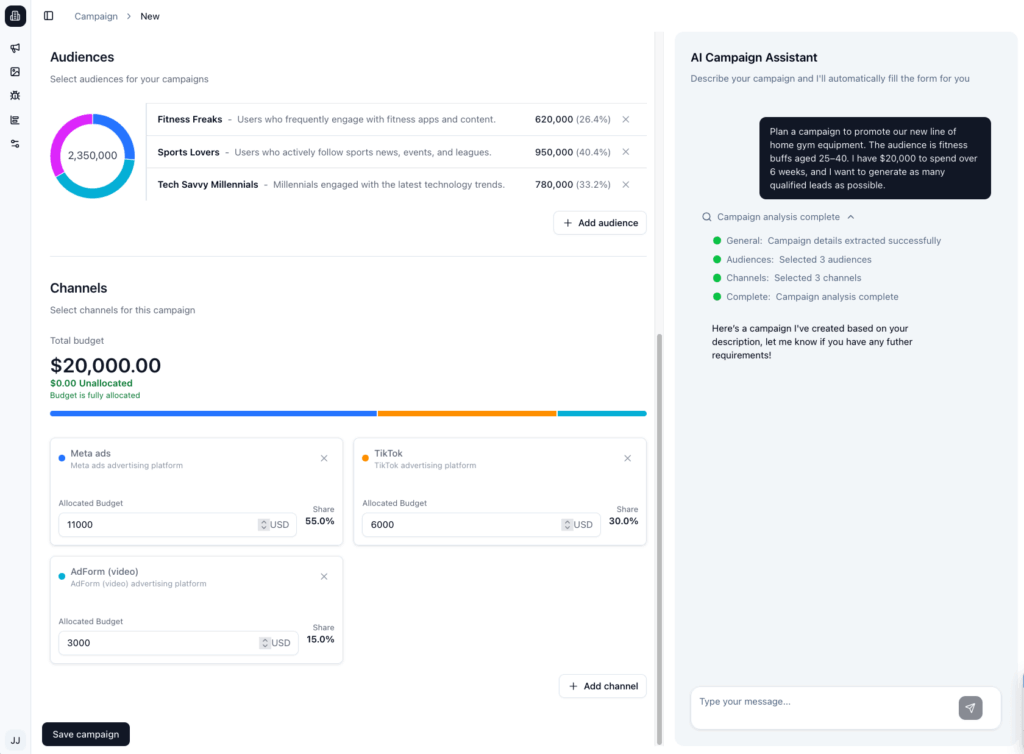 An image of the Audience part of the AI Media Planner